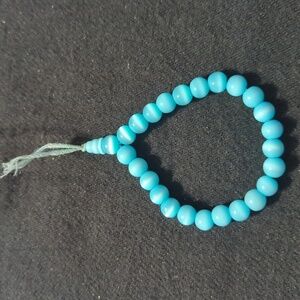 Pastel Blue Cat's Eye Beaded Stretchy Elastic Statement Bracelet